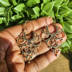 Beautiful Gold Moroccan Earrings / Bohemian Dangle Drop Earrings